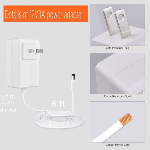 6ft Power Cord for 4moms mamaRoo 4, 12V 3A Charger for RockaRoo Baby Swing, AC Adapter Charging Plug Replacement for mamaroo 2015 Infant Seat Boun...