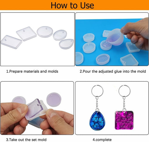 Accfore Pack of 30 Jewellery Resin Moulds,Jewellery Making Kit,DIY Jewelry Casting Molds for Resin Casting,Necklace,Pendant,Jewelry Craft Making,D...