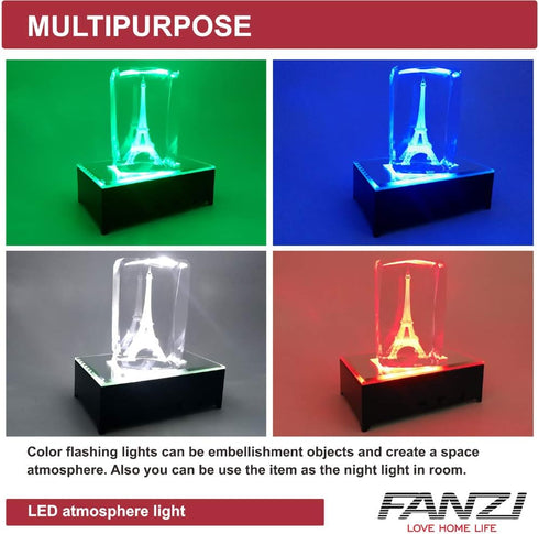 FANZI LED Rectangular Light Display Base for Crystals Glass Art Light Display Stand 3D LED Light Ornament Lamp - Black...