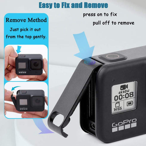 Hero8 Silicon Lens Adsorption Cap and ABS Battery Door Cover with Charging Port (2+1 Packs) for GoPro Hero 8 Black Action Camera?Fire Rock HERO8 P...