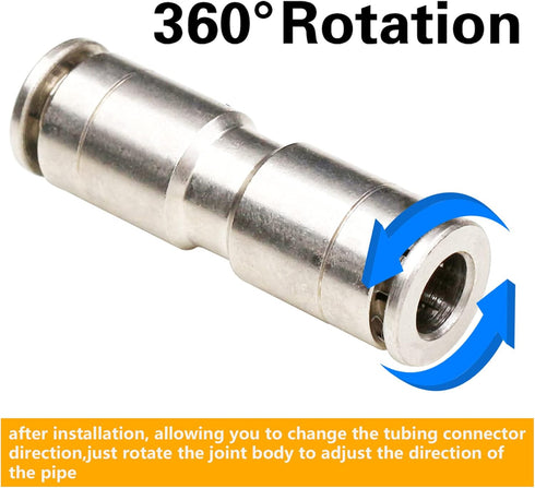 4mm Union Straight Push to connect fittings Stainless Steel Pneumatic Push Connectors,CEKER 4mm x 4mm Tube Quick Connect Fittings Air Line Fitting...