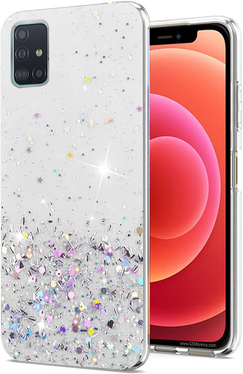 Compatible with Samsung A71 5g Case Clear Glitter Silicone, Phone Samsung Galaxy A71 5g Case Glitter Sparkle Pink Shockproof Thin Cover (Clear)...