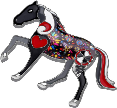 Dainty Floral Enamel Pony Horse Brooch Pins Scarf Lapel Clothes Decoration for Women Girls Jewelry Gifts...