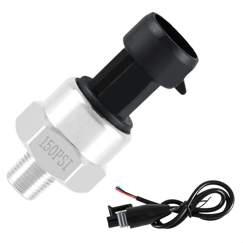 150 PSI Pressure Transducer Sensor with Connector Harness, 1/8"NPT Thread Stainless Steel Pressure Transmitter for Oil Fuel Water Air...