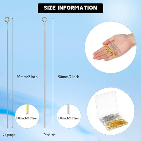 Sureio 500 Pieces 2 Inch 50 mm Eye Pins for Jewelry Making DIY Earring Eye Pins Jewelry Making Supplies for Craft Bracelet Necklace Pendant Access...