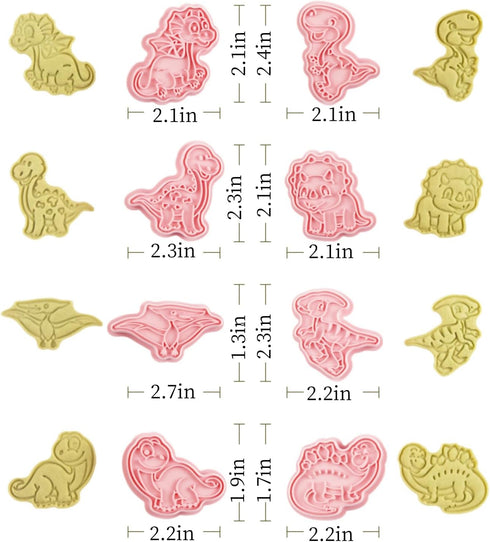 Dinosaur Cookie Cutters with Plunger Stamps,8 Piece Dino-Themed Biscuit Cutter,3D Animal Cracker Cookie Cutters For Biscuit Fondant Cheese Baking...