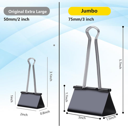 Jumbo Binder Clips 3 inch (6 Pcs), Extra Large Binder Clips for Office Supplies...
