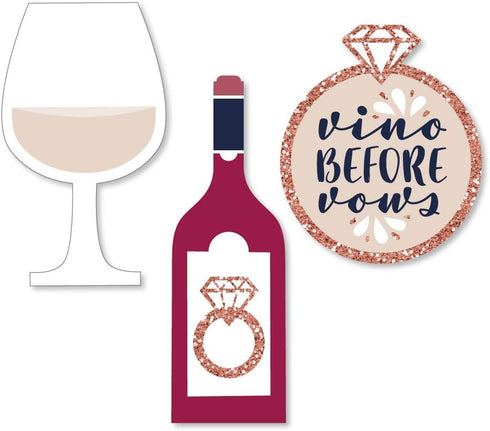 Big Dot of Happiness Vino Before Vows - DIY Shaped Winery Bridal Shower or Bachelorette Party Cut-Outs - 24 Count...