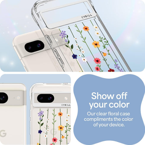 CYRILL Cecile Compatible with Google Pixel 8a Case Clear, Flower Floral Design Cute, Shock-Absorbent Corner Bumpers Protective Phone Case for Pixe...