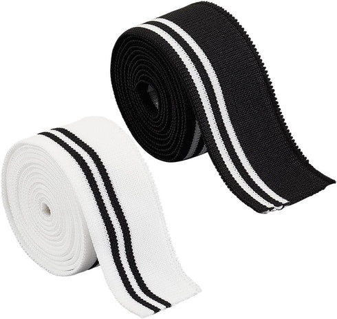 BENECREAT 4 PCS 2 Colours Ribbed Cuffs Stretch Stripes, 43.3x1 inch Elastane Ribbed Fabric, Sewing Knit Ribbed Cuffs for DIY Sewing Belt Cuffs, Be...