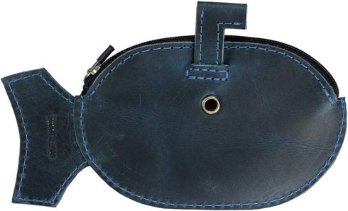 Hide & Drink, Leather Cartoon Submarine Coin Pouch, Change Holder, Wallet Cash Organizer, Accessories, Handmade, Slate Blue...