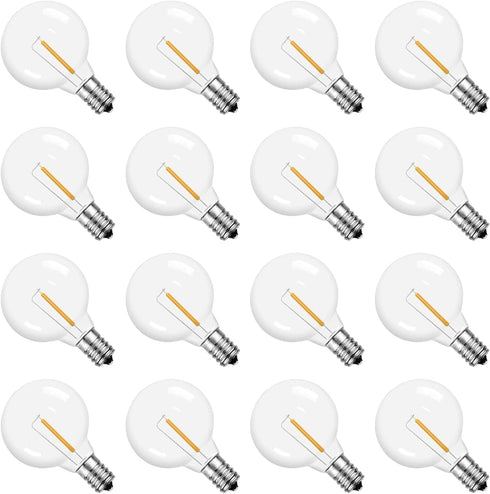 16 Pack G40 LED Replacement Light Bulbs, G40 Clear Globe Shatterproof Replacement Bulbs for Outdoor String Lights, Waterproof G40 Blubs for Garden...