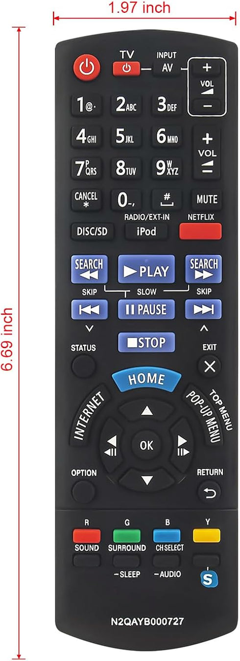 N2QAYB000727 Replaced Rmote Control fit for Panasonic N2QAYB000728 SC-BTT190 SC-BTT195 SC-BTT196 SC-BTT490 SA-BTT190 SA-BTT195 SA-BTT196 SA-BTT490...