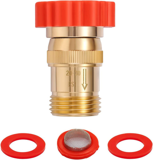 LF Brass Drip irrigation Inline Water Pressure Reducer Regulator 20~30PSI - Protect Drip System from High-Pressure Faucet Water,3/4" GHT Connector...