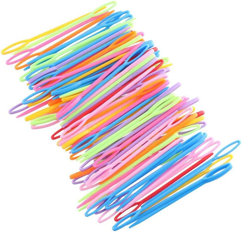 100Pcs Plastic Sewing Needles,Colorful Large-Eye Knitting Needles Yarn Lacing Weaving Needle Learning Needles for DIY Sewing Handmade Crafts(9cm)....