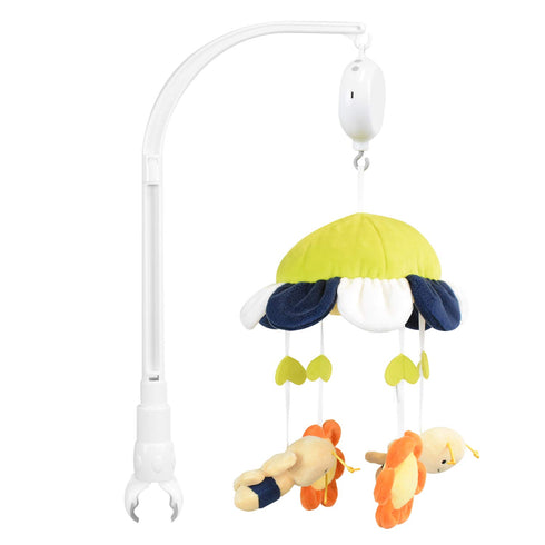 Crib Mobile Motor Built in SD Card, White Baby Mobile Rotary Music Box with Rotating Hook?0-100 Volume Control,Baby Mobile Music Box Spinner Porta...
