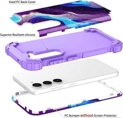 Hocase for Galaxy S23 Case, Shockproof Heavy Duty Protection Soft Silicone Rubber Bumper+Hard Plastic Hybrid Protective Case for Samsung Galaxy S2...