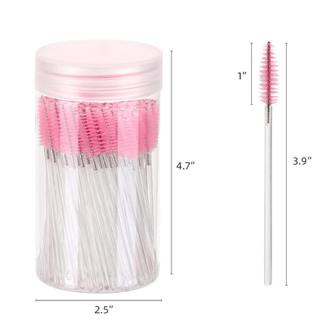 100 Pcs Disposable Mascara Wands, Crystal Eyebrow Spoolies Brush for Eyelash Extensions, Makeup Applicators Kits Eyelash Brush with Container (Pin...