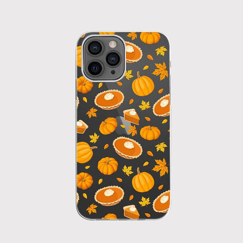 Blingy's for iPhone 13 Pro Case (6.1 inch), Fun Fall Pumpkin Style with Leaves Pattern Cute Autumn Design Transparent Soft TPU Protective Clear Ca...