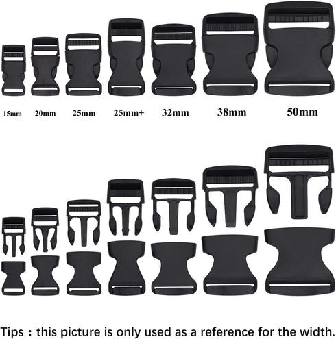 RETON 0.59 Inch 10 Yards Black Nylon Webbing Strap + 20 PCS Adjustable Buckles Plastic Side Release Buckles...