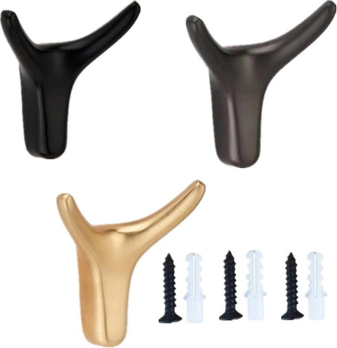 3 pcs Bull Head Clothes Hooks, Decorative Metal Coat Hooks for Hanging Heavy Duty Wall Hat Hooks, Retro Rack Stick Wall Hangers for Mounted Hallwa...