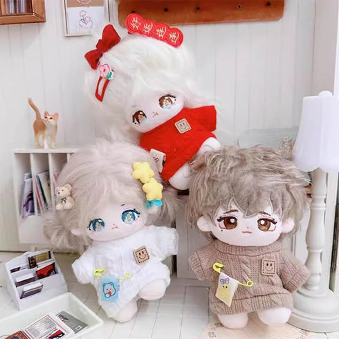 niannyyhouse 10cm Plush Doll Clothes Cartoon Pattern Knit Sweater Dolls Accessories Dress Up (Red)...