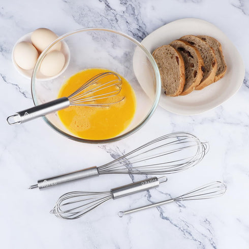 HOTEC 4 Pieces Stainless Steel Whisks Set Wire Whisk Balloon Whisk Egg Beater Kitchen Utensils for Stirring, Beating, Blending...