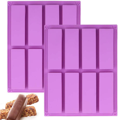 2 Pcs Large Rectangle Silicone Mold, Cereal Bar Molds, 8 Cavities Energy Bar Maker Baking Pan for Muffin Brownie Cornbread Cheesecake Pudding Cake...