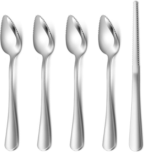 Hiware 4-piece Grapefruit Spoons and Grapefruit Knife, 18/8 Stainless Steel...