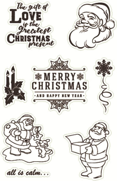 Merry Christmas Theme Clear Stamps, Silicone Rubber Stamp Cards for DIY Christmas Scrapbooking Card Making Decoration Scrapbooking Album Supplies ...