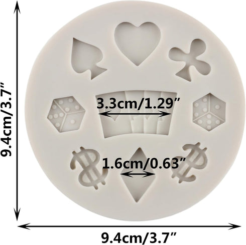 Poker Silicone Molds 3D Casino Themed Chocolate Molds Mini Heart Molds For Cake Decorating Cupcake Topper Candy Gum Paste Polymer Clay Set Of 1...