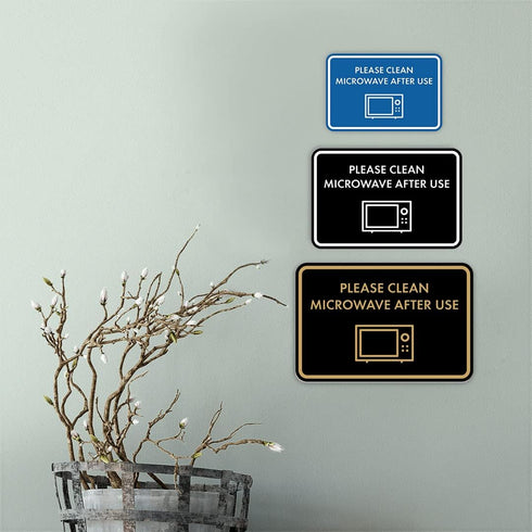 Classic Framed Please Clean Microwave After Use Sign (Brushed Silver) - Small...