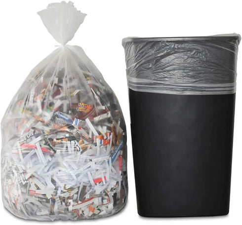 7-10 Gallon Clear Garbage Bags (110 Bags) 29" x 24" Extra Large Medium Kitchen Trash Bags Paper Shredder Bags Can Liners for Home and Office Bins,...