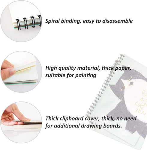 KXF Spiral Sketchbook Pad A4 Sketch Book Blank 80 Pages Artist Sketch Pad with Hardback Cover 170gsm Sketch Paper A4 Art Drawing Book...