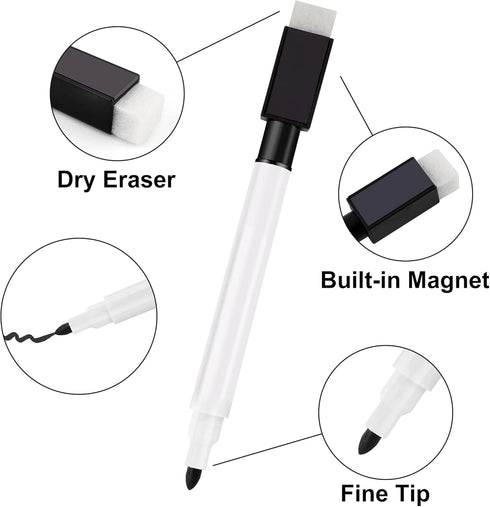 IHPUKIDI Magnetic Dry Erase Markers Fine Point Tip, 24-Pack Whiteboard Markers Dry Erase Marker with Eraser Cap, Low Odor Whiteboard Markers, Thin...