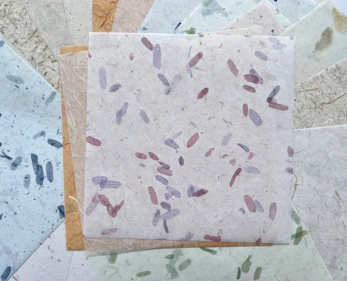 50 Sheets 8 x 8 Inches Natural Fiber Tamarind Leaves,Banana Bark Mulberry Paper Sheets Art Tissue Washi Paper Design Craft Art Origami Suppliers C...