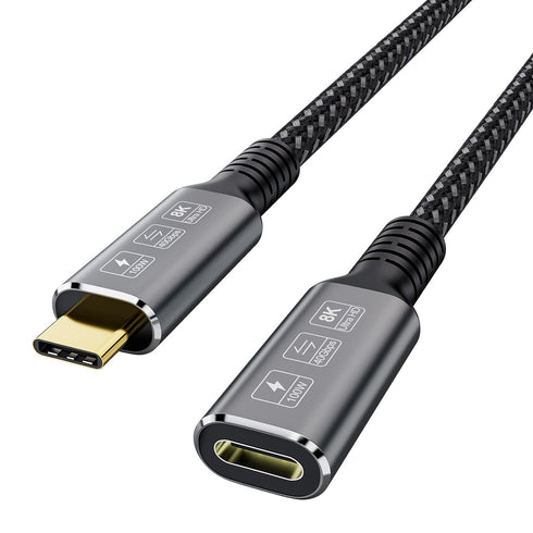 CABLEDECONN USB4 8K Cable 0.8M Thunderbolt 4 Compatible USB 4 Type-c Male to Female Extension Cable Ultra HD 8K@60Hz 100W Charging 40Gbps Data Tra...