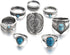 Barode Boho Turquoise Knuckle Vintage Feather Joint Knuckle Ring Set Stackable Midi Ring Set for Women(8PCS)...