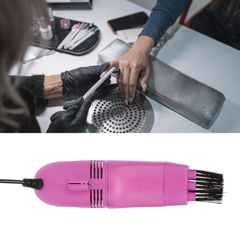 Mini Nail Dust Vacuum, Desktop Vacuum Cleaner Large Suction Brush Head Prevent Heating for Crumbs (Blue)...