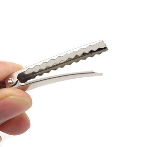 Honbay 50PCS Silver Tone Single Prong Metal Alligator Hair Clip Flat Top with Teeth for Arts & Crafts Projects, Dry Hanging Clothing, Office Paper...
