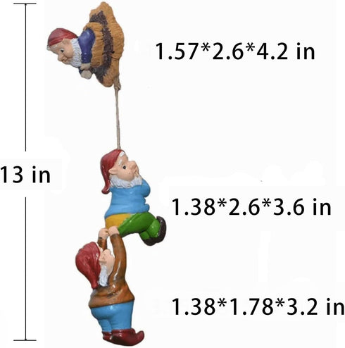 Gnome Statue Gift Climbing Rope Garden Gnomes Statue, Resin Garden Gnome Tree Hugger Outdoor Decor Accessories, Miniature Figurines Micro Garden G...