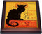 3dRose Le Chat Noir-Advertising, Art Nouveau, Black Cat, Cat, Cats, Chat Noir, Le Chat Trivet with Ceramic Tile, 8 by 8", Brown...