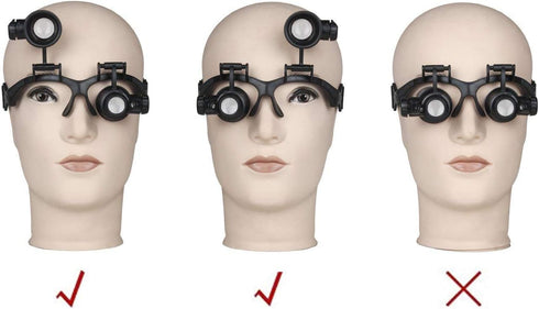 LED Illuminated Double Eye Jeweler Watch Repair Magnifying Glasses Loupe Headband Magnifier -8 Interchangeable Lens: 2.5X/4X/6X/8X/10X/15X/20X/25X...