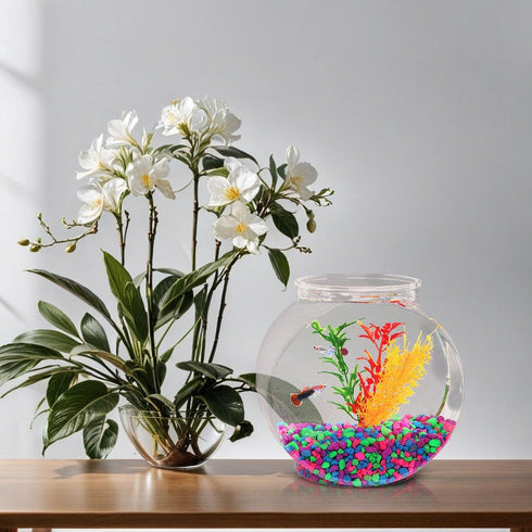 Koller Products 1-Gallon Fish Bowl, Shatterproof Plastic with Crystal Clear Clarity...