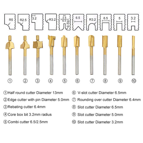 HSS Router Carbide Engraving Bits and Router Bit Set 1/8"(3mm) Shank for Rotary Tools Accessories for DIY Woodworking, Carving, Engraving, Drillin...