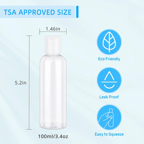 TSA Approved Travel Bottles Set for Toiletries Squeeze Size Container Kit Portable Leak Proof Refillable Cosmetic Airplane Essential Shampoo Hair ...