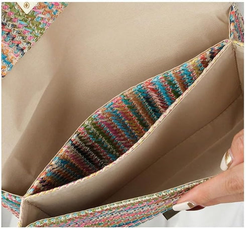 Straw Clutch Purses for Women Summer Beach Bags Woven Clutch Flap Handbags Wicker Rattan Envelope Wallet Evening Bag...