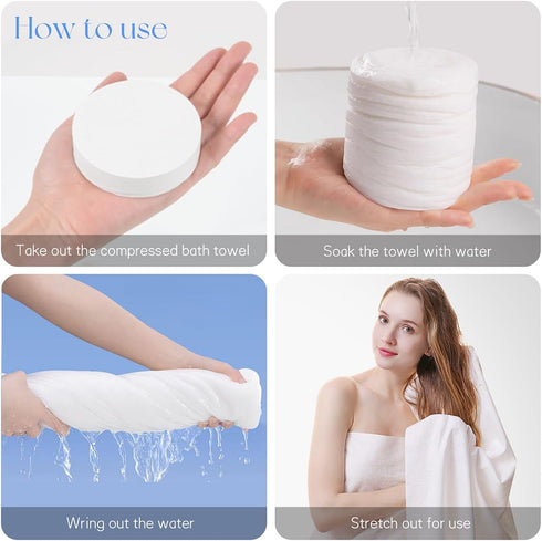 Disposable Bath Towels for Travel Compressed Washcloths 27.5in x 55.1in Large Compressed Bath Towels Body Cotton Soft Reusable Portable Towel for ...