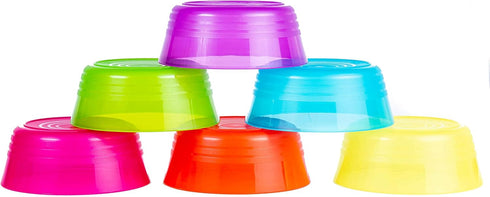 Kids Plastic Dinnerware Set of 6 Multi Color Bowls - Reusable, BPA-Free, Dishwasher Safe and Microwaveable...