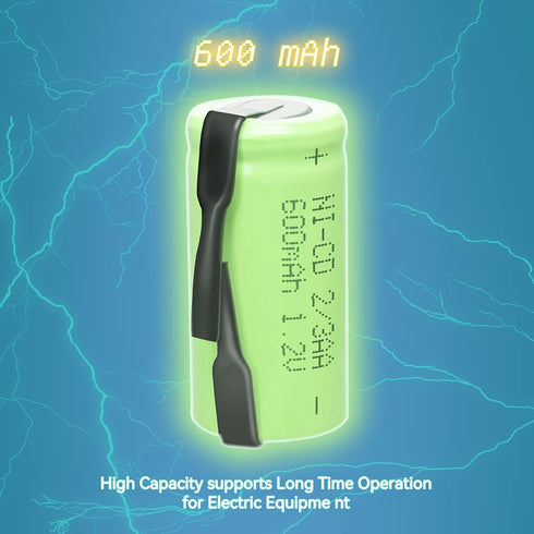 AA Ni-Cd 1.2V 2/3AA 600mAh Rechargeable Battery - 6pcs Green...